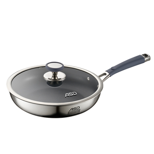 【新品】爱仕达有钛0涂层平底锅家用0氟不粘炒菜锅三层不锈钢煎锅