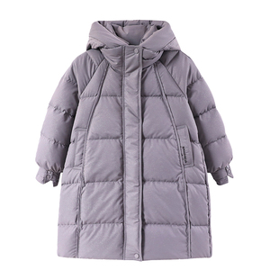 半度闲女童冬装羽绒服中长款洋气25新款儿童冬季加厚白鸭绒外套潮