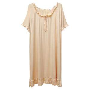 加长薄款莫代尔木耳花边加大码睡裙短袖夏季孕妇胖MM200斤家居服