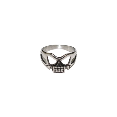 原创欧美嘻哈小众设计骷髅头戒指男士钛钢食指环戒子女暗黑潮流酷