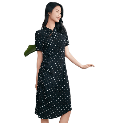 歌莉娅新中式碎花旗袍连衣裙