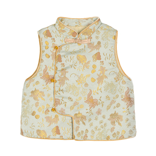 小O宝童装 宝宝新中式拜年服女提花2026新款女童过年服马甲旗袍裙