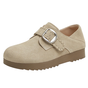 天美意复古厚底勃肯鞋一脚蹬软底休闲单鞋女鞋子毛毛鞋秋季新款