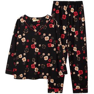 【特价】睡衣女春秋季纯棉长袖碎花大码套头可外穿家居服套装