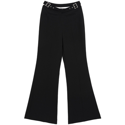 bebe秋季新款镂空西装喇叭长裤