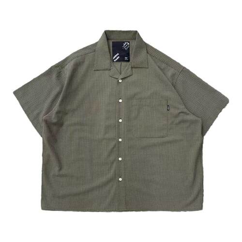 Gnomes lab 24SS抗皱免烫轻薄格纹泡泡纱刺绣短袖衬衫