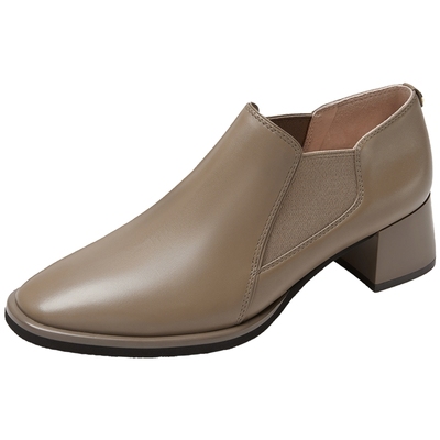 莱尔斯丹通勤真皮方头短靴子女