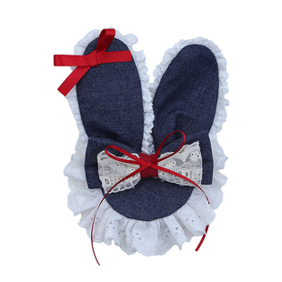 甜美黑白波点蕾丝兔耳朵发夹儿童立体小礼帽兔子发卡宝宝生日头饰