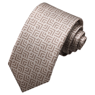 Goldlion/金利来男士桑蚕丝质感复古几何色织印花休闲正装领带男