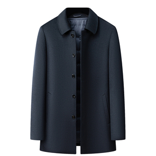 男士中长款羊绒大衣冬季中年可拆卸鹅绒内胆保暖桑蚕丝羊毛呢外套