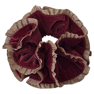 新品首发-5！小众复古气质花边红色大肠发圈女绑头发绳扎马尾头绳