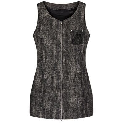 FAE蕾丝贴袋牛仔无袖连衣裙