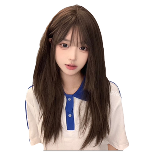 哼唧日常假发女长发lolita全头套冷棕长直逼真仿真自然韩式中长发