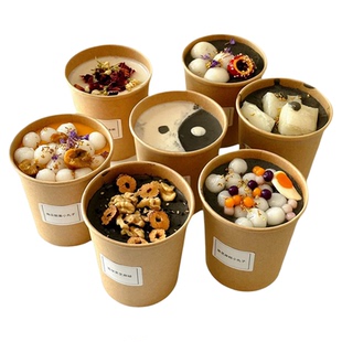 红豆沙烤年糕350ml打包餐盒耐热饮杯黑芝麻板栗南瓜小圆子打包桶