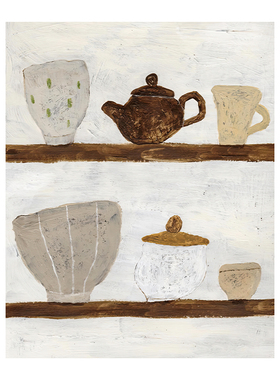 JiaeKim无框画新中式餐厅茶室入户玄关餐厅民宿卧室客厅装饰挂画