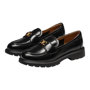 KISSCAT接吻猫秋季新款复古羊皮小皮鞋女士真皮厚底乐福鞋女单鞋