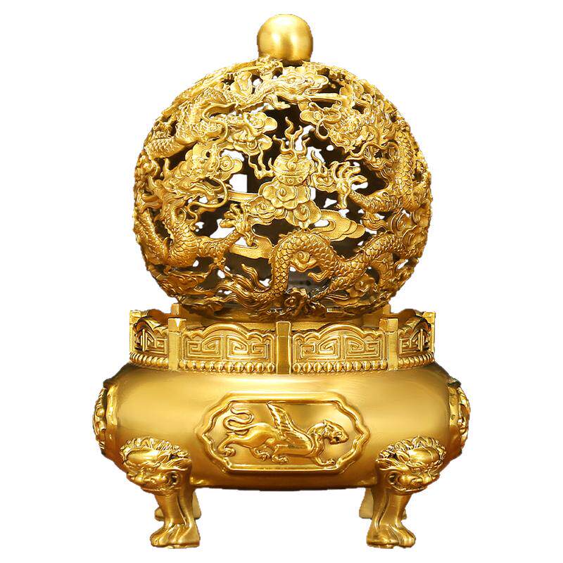 吉善缘 铜九转乾坤鼎摆件 仿古九转青龙乾坤家居装工艺饰品0496