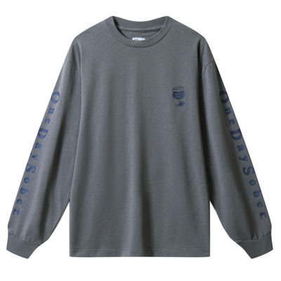 OneDaySober酒杯印花百搭长袖T恤