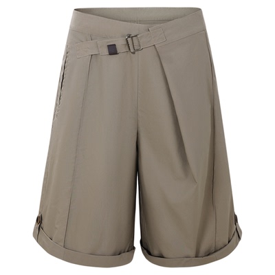 BALIANG「捌樑」晞'Dawn'纯棉宽松低腰金属扣阔腿打褶七分裤短裤