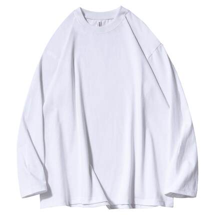 280g重磅长袖t恤宽松纯色上衣索罗娜白色体恤打底衫内搭厚实男女