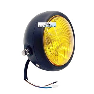 摩托车前大灯改装复古金属带帽檐圆灯5.75寸GN125前照灯CG125远近