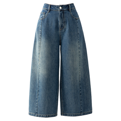 春四季小个子阔腿牛仔裤女八分裤