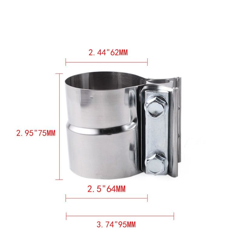跨境汽车改装不锈钢卡箍涡轮箍3尾抱2.5变2.25喉英寸径排气管