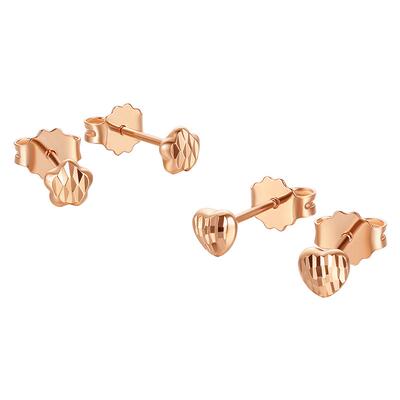 谢瑞麟几何爱心18K金耳钉