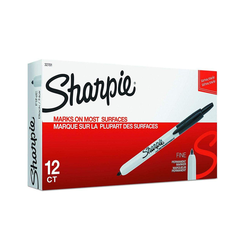 Sharpie防褪色马克笔无笔帽按动式记号笔工业标记笔32701油性