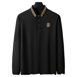10XL刺绣商务休闲翻领长袖T恤春秋男装2025新300斤加肥加大polo衫