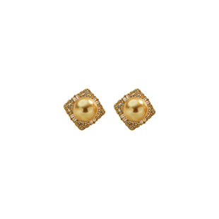 正圆强光深海澳母贝珍珠耳钉S925通体银耳环女法式轻奢高级感耳饰