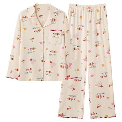 猫人纯棉长袖睡衣女款春秋季