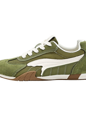 拉夏贝尔绿色厚底德训鞋女