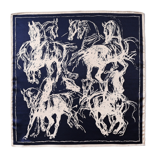 抽象骏马！真丝丝巾男士小方巾2026新款搭西装衬衫护颈领巾小围巾