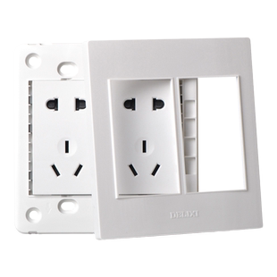 德力西120型开关插座墙壁暗装家用二位5五孔十孔10眼大面板灰多孔