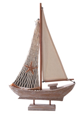 美式复古帆船木质家居摆件