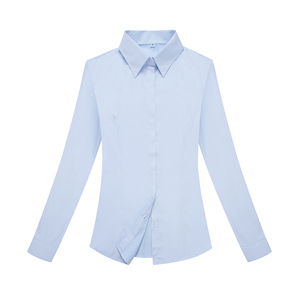 宜秀建行工作服细斜纹浅蓝衬衫女