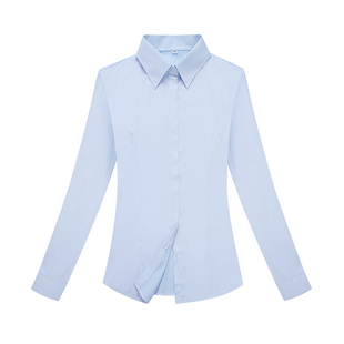 建行工作服秋季女长短袖衬衫建设银行行服蓝色细斜纹衬衣工装西装