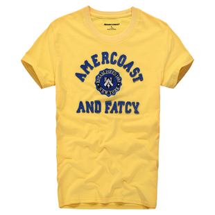 美洲海岸af短袖T恤男潮夏季纯棉修身宽松休闲男装透气圆领半袖衫