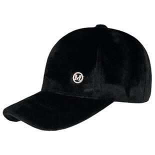 网红M字母棒球帽子女秋冬韩版潮ins显脸小百搭圆脸保暖毛绒鸭舌帽