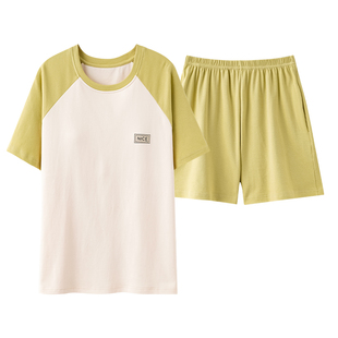 睡衣女款2026新款夏季纯棉带胸垫短袖短裤薄款夏天女士家居服套装