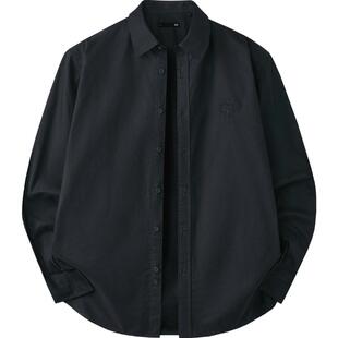 HLA/海澜之家纯棉长袖休闲衬衫26春秋季新款刺绣时尚宽松衬衣男装