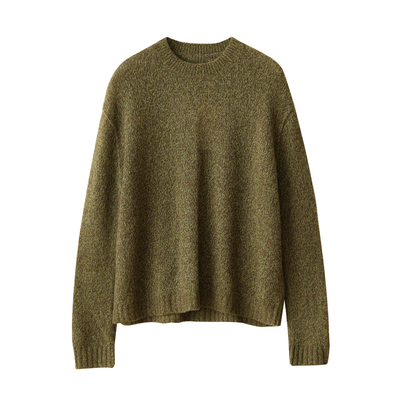 桑蚕丝+羊绒女士纯色圆领毛衣