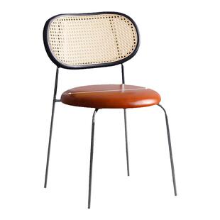 北欧家用藤编餐椅包豪斯中古椅子实木餐桌椅餐厅靠背椅卧室化妆椅