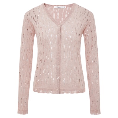 MOUSSY 早春新品优雅通勤修身镂空时尚针织开衫028IAA70-1026