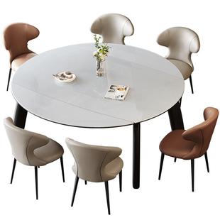 【品牌秒杀】全友家居实木脚饭桌子客厅家用可伸缩变圆微晶石餐桌