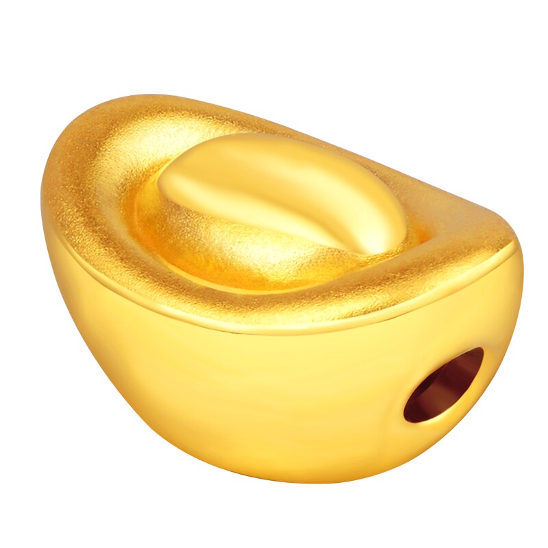 老庙黄金足金串珠小金元宝路路通手串赠手绳硬金送礼物官方旗舰店