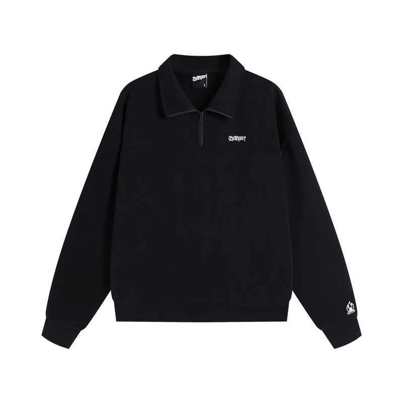 BURNIN*左胸口横排logo半拉链Polo领卫衣男女秋冬休闲运动上衣潮