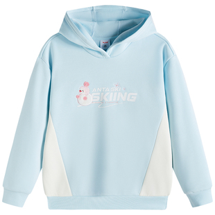 【清仓价】安踏儿童卫衣女童连帽套头衫冬季加绒保暖衫大童上衣