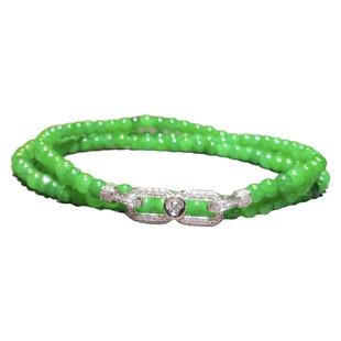 小红书推荐18K白金镶嵌钻石小米珠链扣翡翠搭扣珍珠项链手链金扣